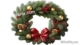 Festive Christmas Wreath with Bow and Ornaments Isolated on