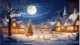 Magical Snowy Village at Christmas Night