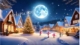 Magical Snowy Village at Christmas Night